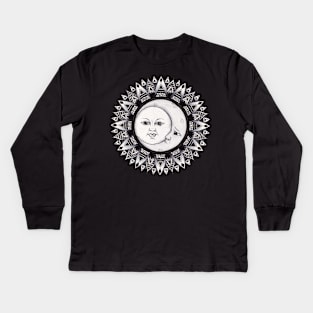 Sun and Moon Mandala Kids Long Sleeve T-Shirt